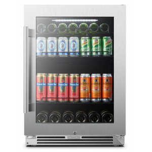 LanboPro 24 Inch Stainless Steel Undercounter Beverage Refrigerator 118 Can Capacity Triple-Layer Tempered Glass Door LP54BC - MyBBQDirect