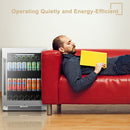 LanboPro 24 Inch Stainless Steel Undercounter Beverage Refrigerator 118 Can Capacity Triple-Layer Tempered Glass Door LP54BC