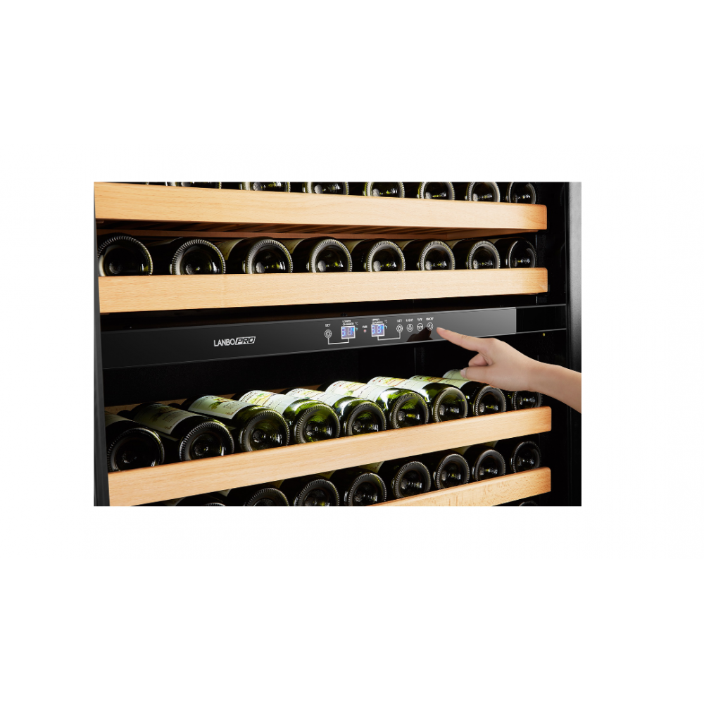 LanboPro Black Dual Zone Wine Cooler French Doors 287 Bottle Capacity LP328D - MyBBQDirect
