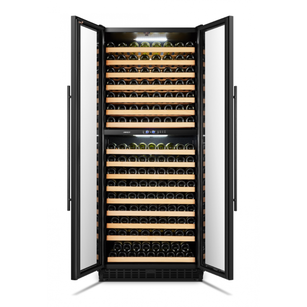 LanboPro Black Dual Zone Wine Cooler French Doors 287 Bottle Capacity LP328D - MyBBQDirect