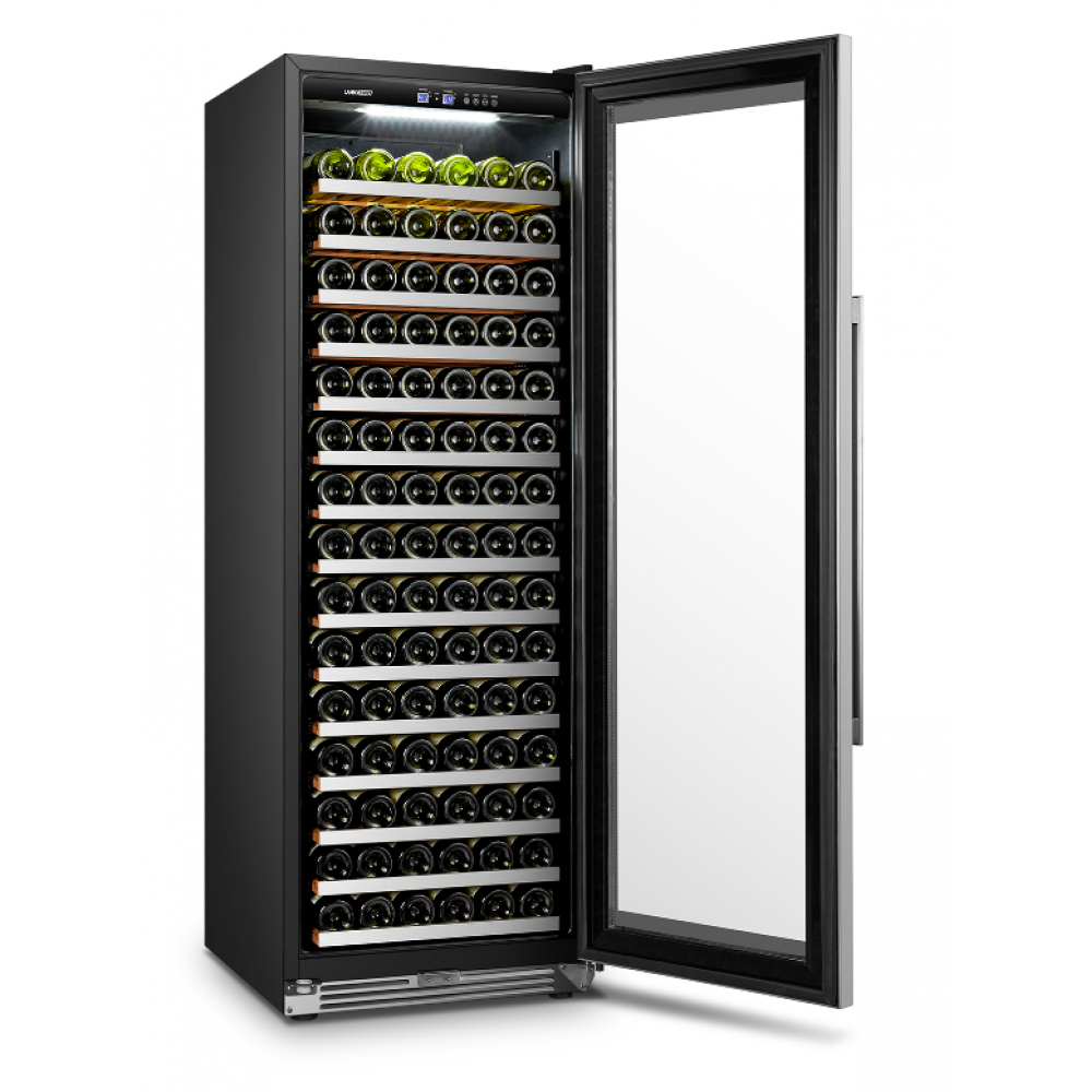 LanboPro Stainless Steel and Black Single Zone Wine Cooler 164 Bottles Capacity LP168S - MyBBQDirect