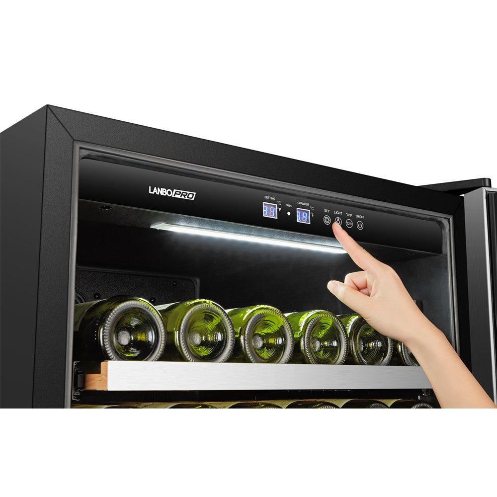 LanboPro Stainless Steel and Black Single Zone Wine Cooler 164 Bottles Capacity LP168S - MyBBQDirect