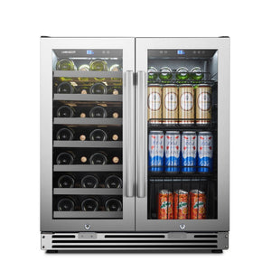 LanboPro Stainless Steel Dual Zone Wine and Beverage Combo Cooler 31 Bottles 58 Cans LP66B - MyBBQDirect