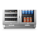 LanboPro Stainless Steel Dual Zone Wine and Beverage Combo Cooler 31 Bottles 58 Cans LP66B