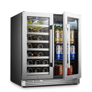 LanboPro Stainless Steel Dual Zone Wine and Beverage Combo Cooler 31 Bottles 58 Cans LP66B