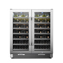 LanboPro  Stainless Steel Dual Zone Wine Cooler - Seamless Stainless Steel French Doors 62 Bottle Capacity LP66D