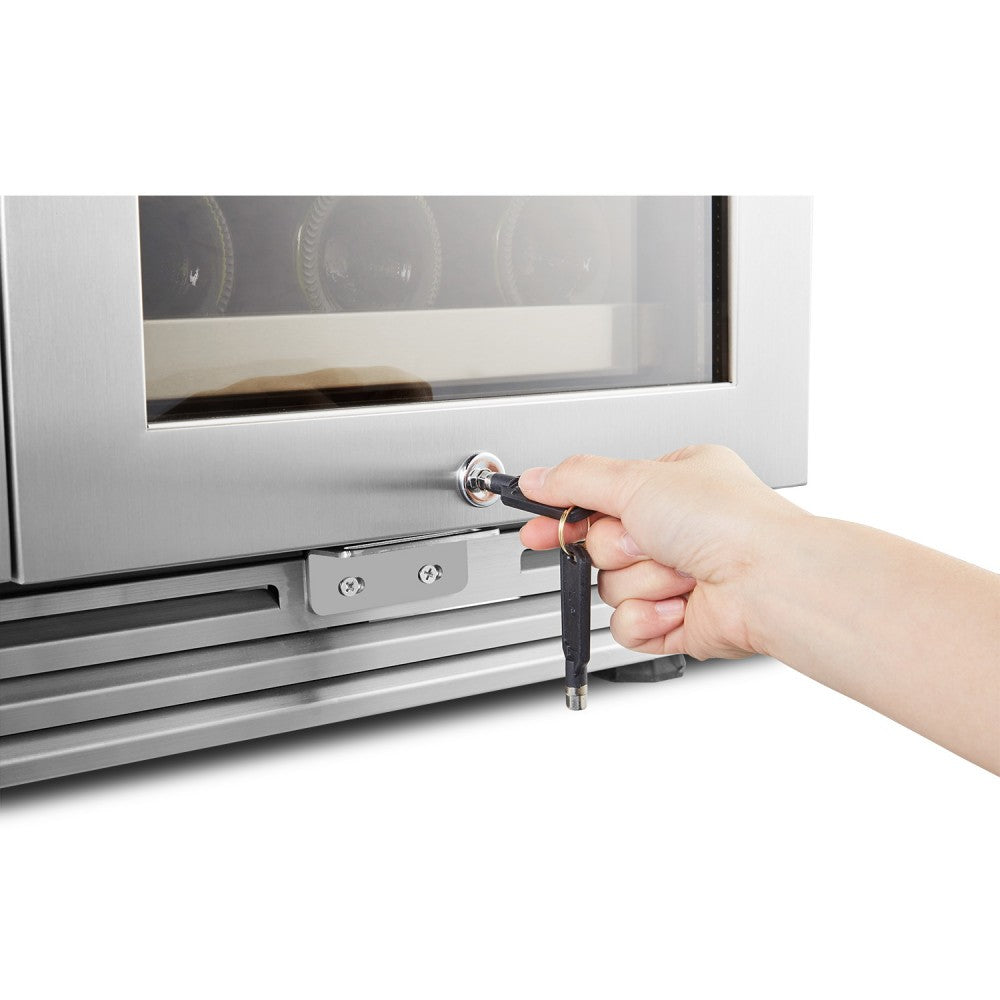 LanboPro  Stainless Steel Dual Zone Wine Cooler - Seamless Stainless Steel French Doors 62 Bottle Capacity LP66D - MyBBQDirect