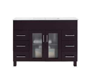 Laviva Nova 48" Brown Bathroom Vanity with White Ceramic Basin Countertop 31321529-48B-CB - MyBBQDirect