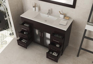 Laviva Nova 48" Brown Bathroom Vanity with White Ceramic Basin Countertop 31321529-48B-CB - MyBBQDirect