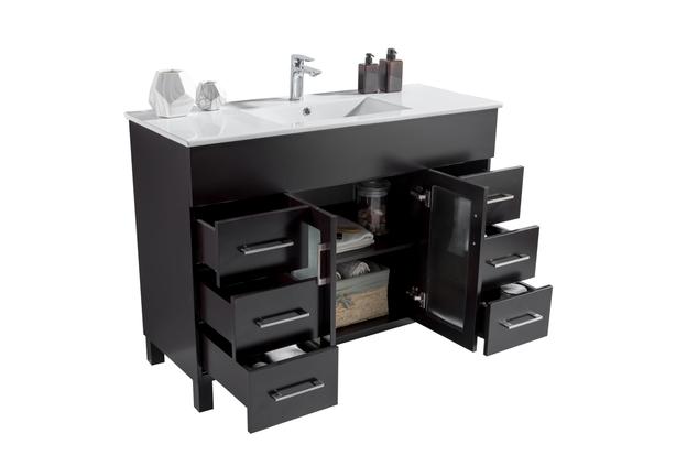 Laviva Nova 48" Espresso Bathroom Vanity with White Ceramic Basin Countertop 31321529-48E-CB