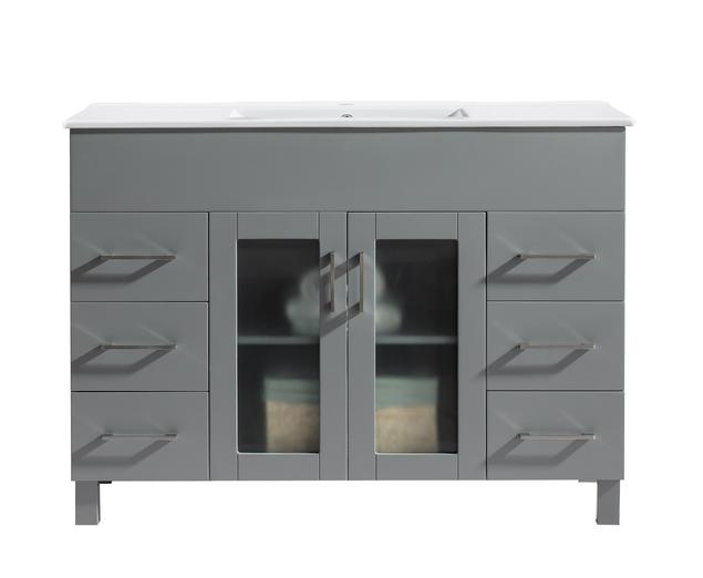Laviva Nova 48" Grey Bathroom Vanity with White Ceramic Basin Countertop 31321529-48G-CB - MyBBQDirect