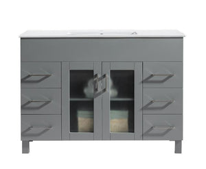 Laviva Nova 48" Grey Bathroom Vanity with White Ceramic Basin Countertop 31321529-48G-CB - MyBBQDirect