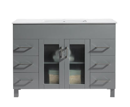 Laviva Nova 48" Grey Bathroom Vanity with White Ceramic Basin Countertop 31321529-48G-CB - MyBBQDirect