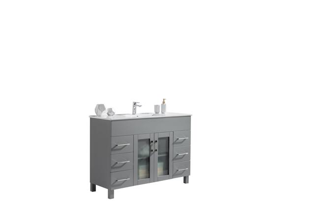 Laviva Nova 48" Grey Bathroom Vanity with White Ceramic Basin Countertop 31321529-48G-CB - MyBBQDirect