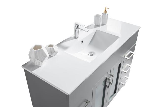 Laviva Nova 48" Grey Bathroom Vanity with White Ceramic Basin Countertop 31321529-48G-CB - MyBBQDirect