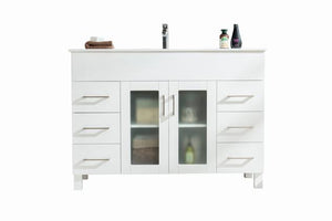 Laviva Nova 48" White Bathroom Vanity with White Ceramic Basin Countertop 31321529-48W-CB - MyBBQDirect