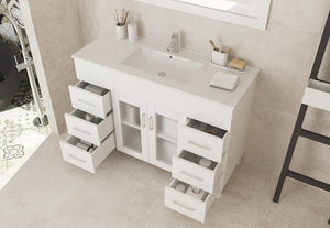 Laviva Nova 48" White Bathroom Vanity with White Ceramic Basin Countertop 31321529-48W-CB - MyBBQDirect