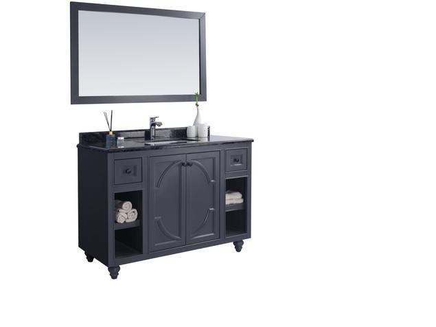 Laviva Odyssey 48" Maple Grey Bathroom Vanity with Black Wood Marble Countertop 313613-48G-BW