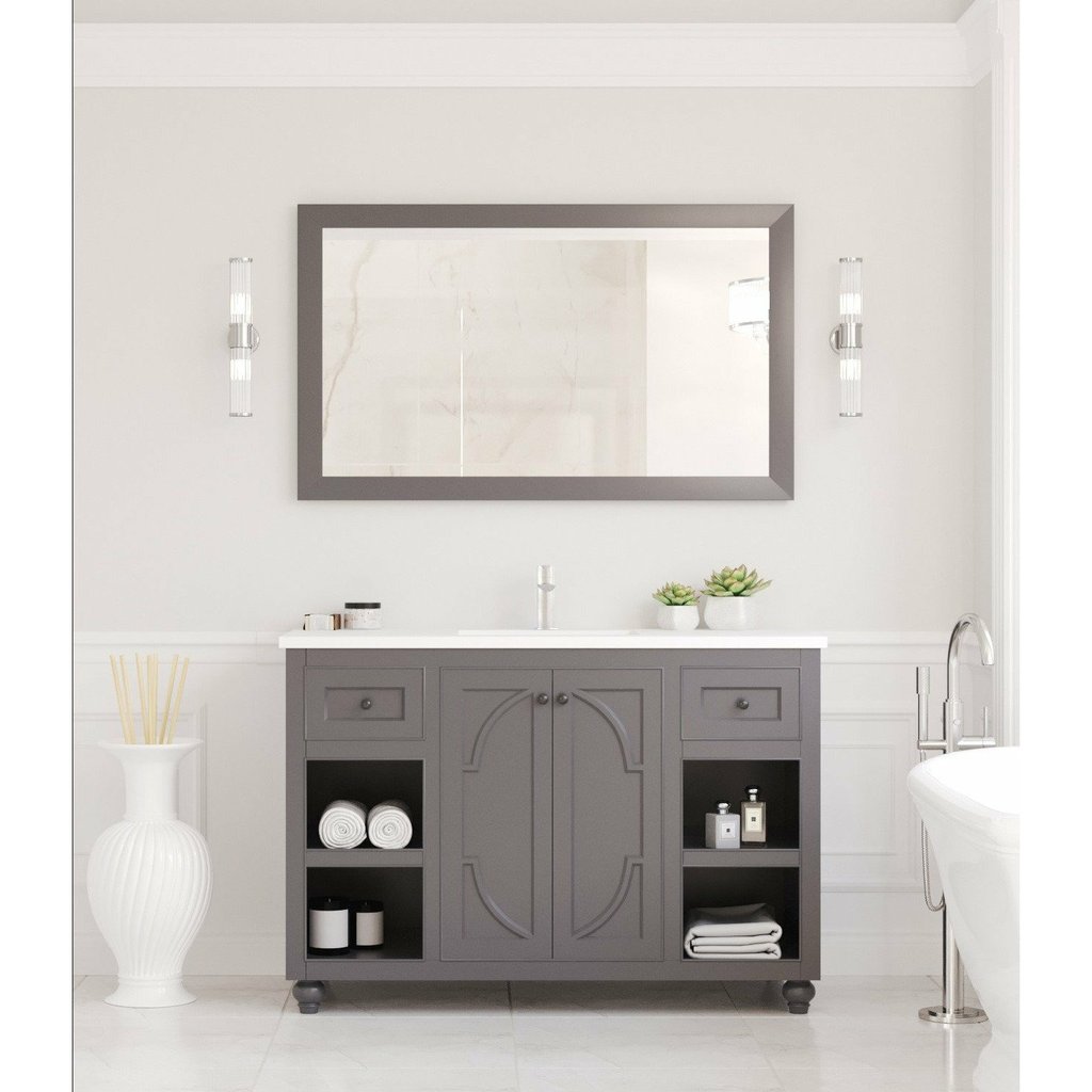 Laviva Odyssey 48" Maple Grey Bathroom Vanity with Matte White VIVA Stone Solid Surface Countertop 313613-48G-MW - MyBBQDirect