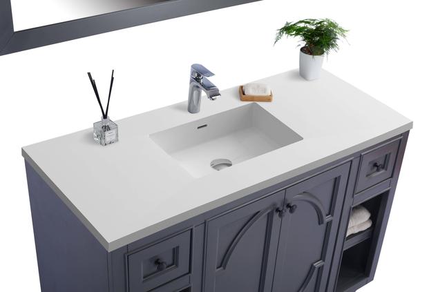 Laviva Odyssey 48" Maple Grey Bathroom Vanity with Matte White VIVA Stone Solid Surface Countertop 313613-48G-MW - MyBBQDirect