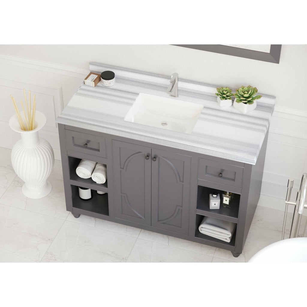 Laviva Odyssey 48" Maple Grey Bathroom Vanity with White Stripes Marble Countertop 313613-48G-WS - MyBBQDirect