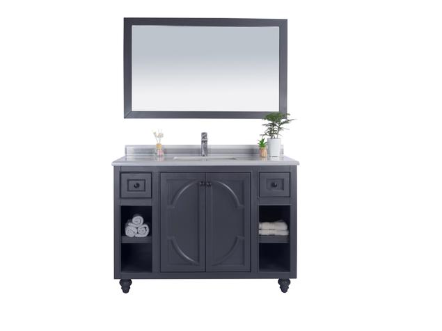 Laviva Odyssey 48" Maple Grey Bathroom Vanity with White Stripes Marble Countertop 313613-48G-WS - MyBBQDirect