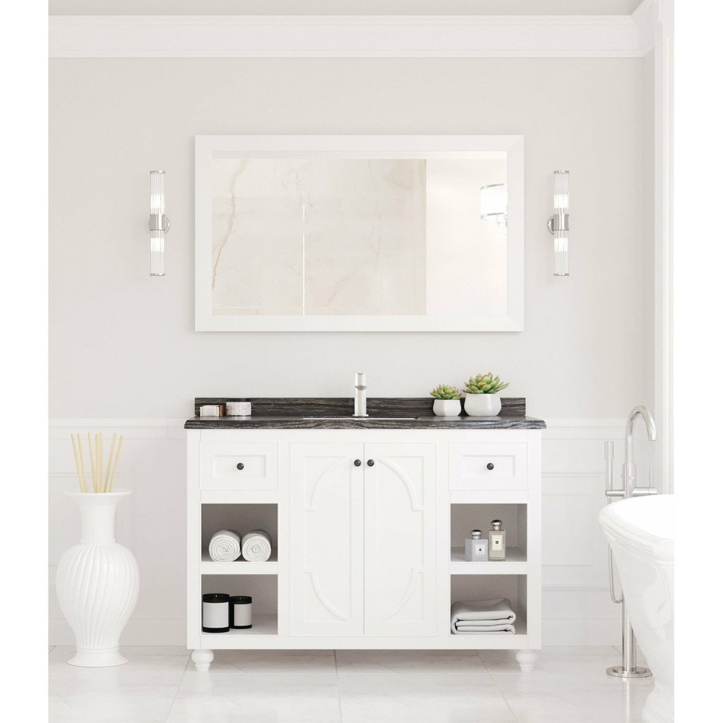 Laviva Odyssey 48" White Bathroom Vanity with Black Wood Marble Countertop 313613-48W-BW - MyBBQDirect