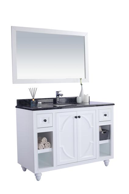 Laviva Odyssey 48" White Bathroom Vanity with Black Wood Marble Countertop 313613-48W-BW - MyBBQDirect