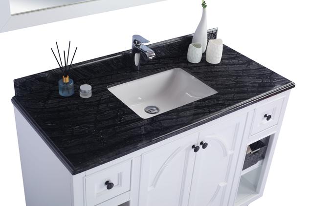 Laviva Odyssey 48" White Bathroom Vanity with Black Wood Marble Countertop 313613-48W-BW - MyBBQDirect