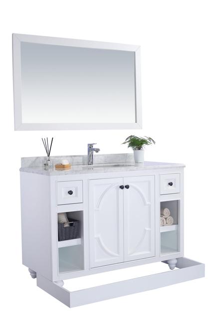 Laviva Odyssey 48" White Bathroom Vanity with Black Wood Marble Countertop 313613-48W-BW - MyBBQDirect