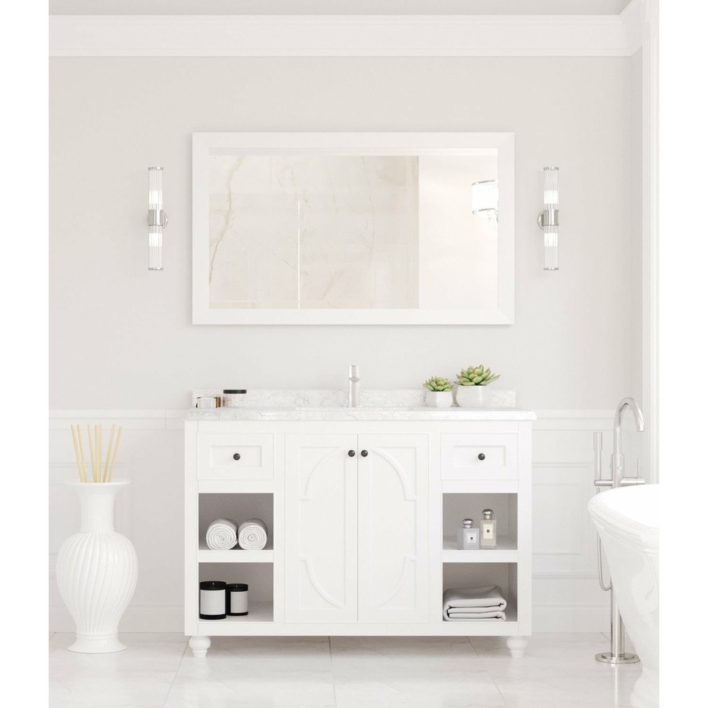 Laviva Odyssey 48" White Bathroom Vanity with White Carrara Marble Countertop 313613-48W-WC - MyBBQDirect