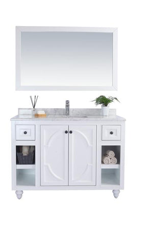 Laviva Odyssey 48" White Bathroom Vanity with White Carrara Marble Countertop 313613-48W-WC - MyBBQDirect