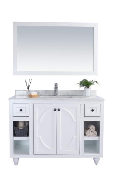 Laviva Odyssey 48" White Bathroom Vanity with White Carrara Marble Countertop 313613-48W-WC