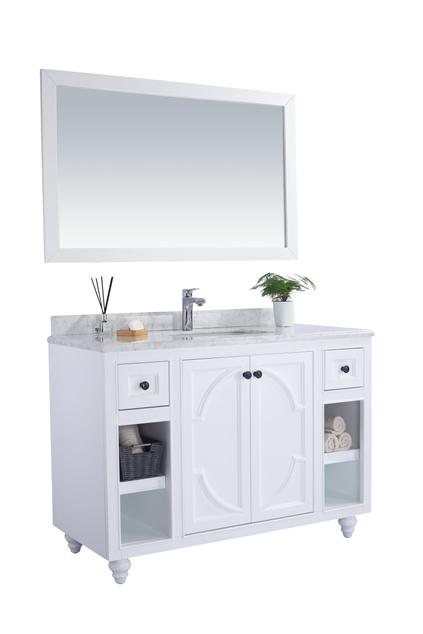 Laviva Odyssey 48" White Bathroom Vanity with White Carrara Marble Countertop 313613-48W-WC - MyBBQDirect