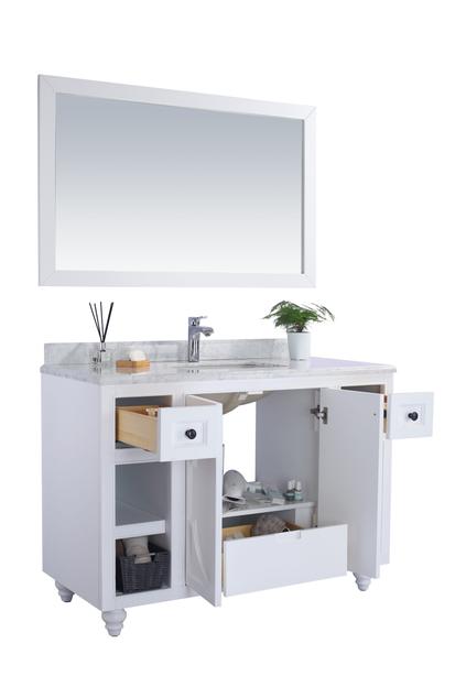 Laviva Odyssey 48" White Bathroom Vanity with White Carrara Marble Countertop 313613-48W-WC - MyBBQDirect