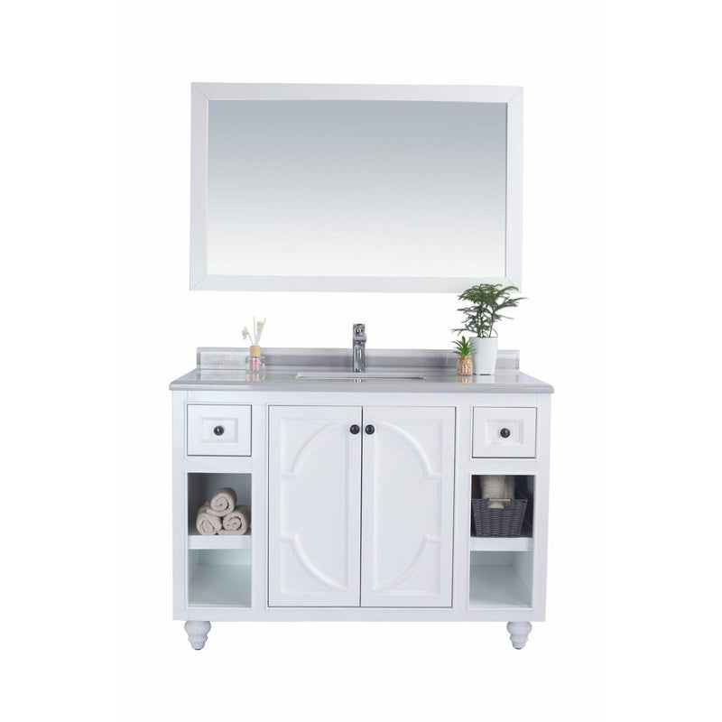 Laviva Odyssey 48" White Bathroom Vanity with White Stripes Marble Countertop 313613-48W-WS