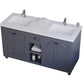 Laviva Odyssey 60" Maple Grey Double Sink Bathroom Vanity with Matte White VIVA Stone Solid Surface Countertop 313613-60G-MW