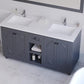 Laviva Odyssey 60" Maple Grey Double Sink Bathroom Vanity with Matte White VIVA Stone Solid Surface Countertop 313613-60G-MW