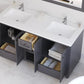 Laviva Odyssey 60" Maple Grey Double Sink Bathroom Vanity with Matte White VIVA Stone Solid Surface Countertop 313613-60G-MW