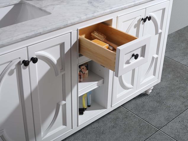 Laviva Odyssey 60" White Double Sink Bathroom Vanity with Black Wood Marble Countertop 313613-60W-BW - MyBBQDirect