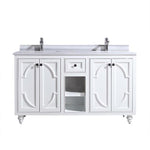 Laviva Odyssey 60" White Double Sink Bathroom Vanity with White Stripes Marble Countertop 313613-60W-WS - MyBBQDirect
