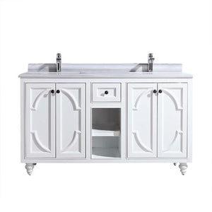 Laviva Odyssey 60" White Double Sink Bathroom Vanity with White Stripes Marble Countertop 313613-60W-WS - MyBBQDirect