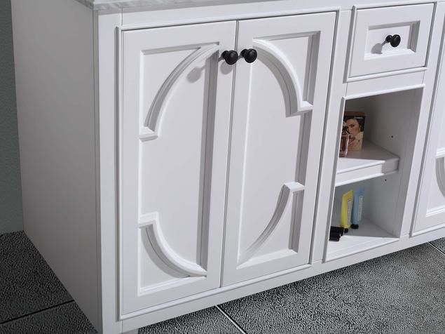 Laviva Odyssey 60" White Double Sink Bathroom Vanity with White Stripes Marble Countertop 313613-60W-WS - MyBBQDirect