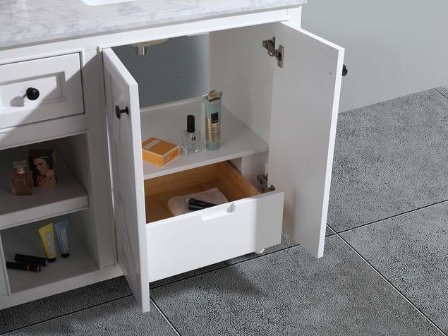 Laviva Odyssey 60" White Double Sink Bathroom Vanity with White Stripes Marble Countertop 313613-60W-WS - MyBBQDirect