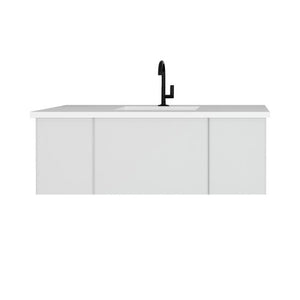 Laviva Vitri 48" Cloud White Bathroom Vanity with VIVA Stone Matte White Solid Surface Countertop 313VTR-48CW-MW - MyBBQDirect