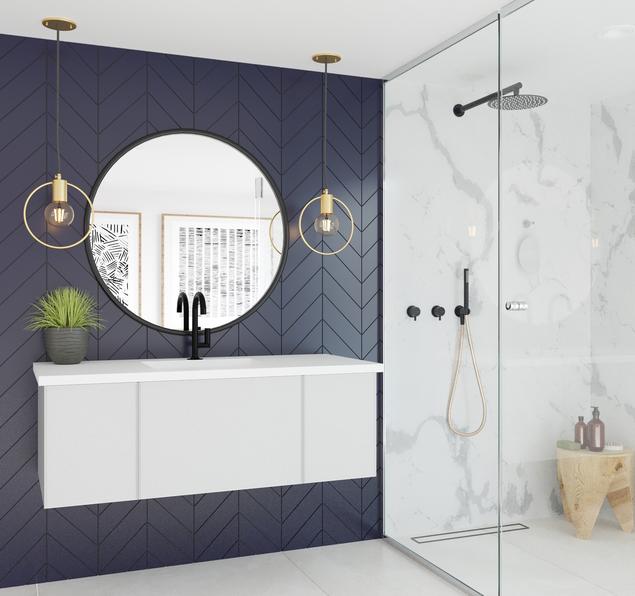 Laviva Vitri 48" Cloud White Bathroom Vanity with VIVA Stone Matte White Solid Surface Countertop 313VTR-48CW-MW - MyBBQDirect