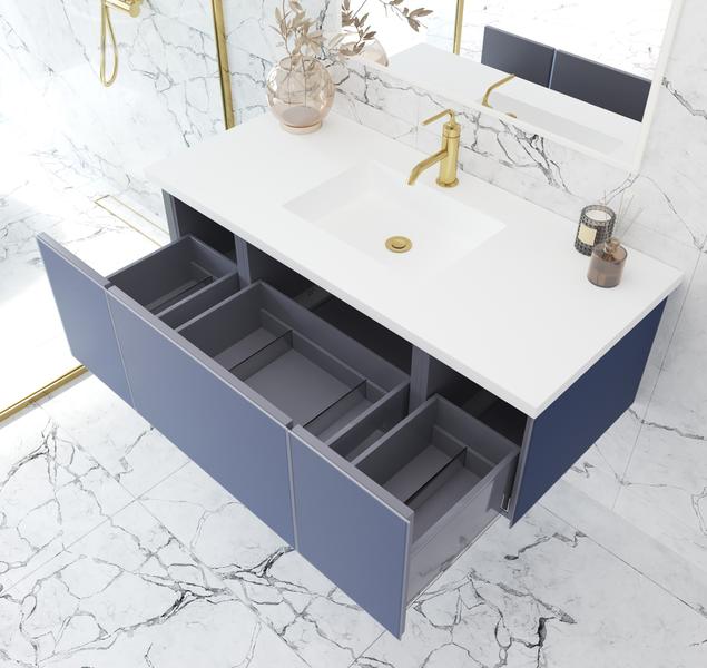 Laviva Vitri 48" Nautical Blue Bathroom Vanity with VIVA Stone Matte White Solid Surface Countertop 313VTR-48NB-MW - MyBBQDirect