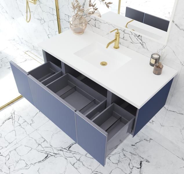 Laviva Vitri 48" Nautical Blue Bathroom Vanity with VIVA Stone Matte White Solid Surface Countertop 313VTR-48NB-MW