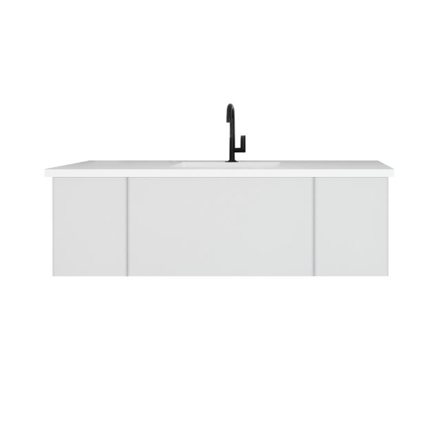 Laviva Vitri 54" Cloud White Bathroom Vanity with VIVA Stone Matte White Solid Surface Countertop 313VTR-54CW-MW - MyBBQDirect