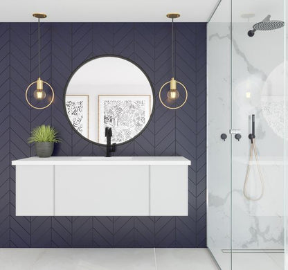 Laviva Vitri 54" Cloud White Bathroom Vanity with VIVA Stone Matte White Solid Surface Countertop 313VTR-54CW-MW - MyBBQDirect